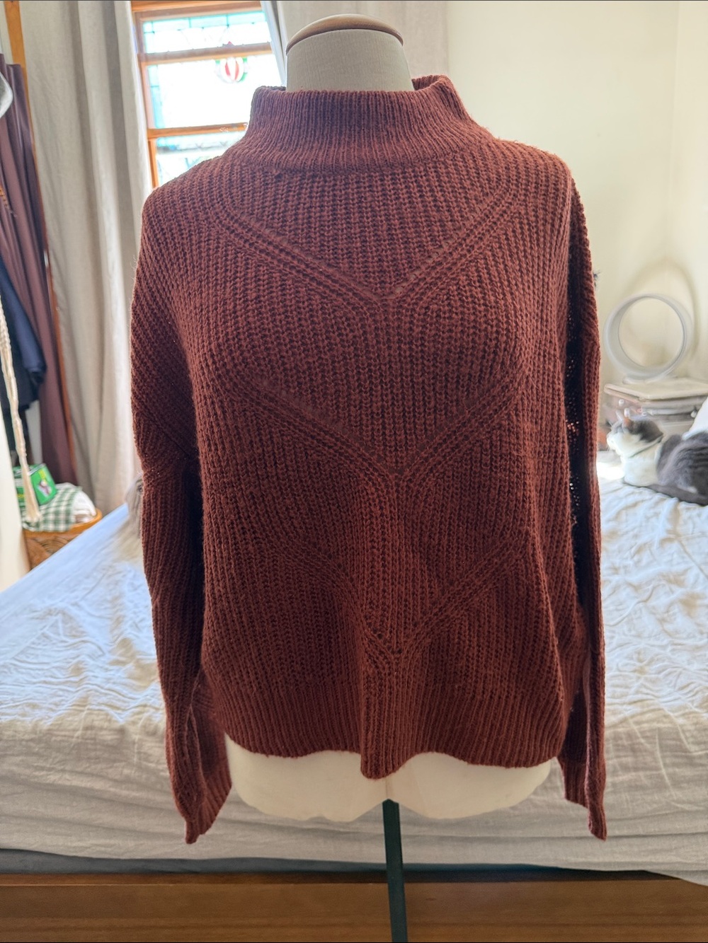 twik Rust-Colored Cowl Neck Knit Sweater